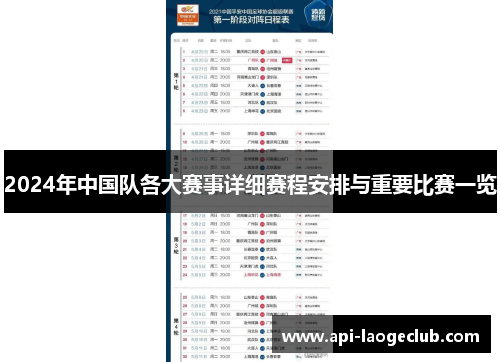 2024年中国队各大赛事详细赛程安排与重要比赛一览