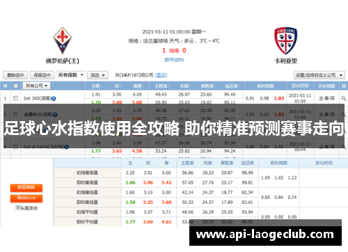 足球心水指数使用全攻略 助你精准预测赛事走向 足球心水指数使用全攻略 助你精准预测赛事走向
